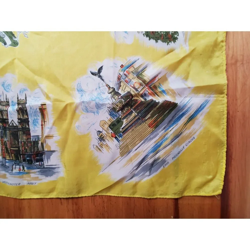Vintage London Scarf Buckingham Trafalgar Parliament Cathedral Westminster Abbey